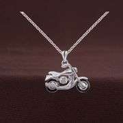 Sterling Silver Black Enamel Dancing stone  Bike Pendant