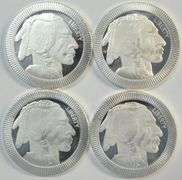 4 Superb Cameo Prooflike 1 Troy Oz pure Silver Buffalo Rounds