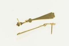 14K Yellow Gold Art Deco Elaborate Dangle Bar Decorative Drop Earrings