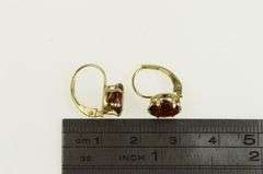14K Yellow Gold Oval Garnet Solitaire Vintage Classic Lever Earrings