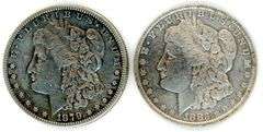 2 Different Morgan Silver Dollars: 1879-S & 1883-O