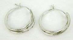 Sterling Pave Diamond Hoop Earrings