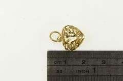 14K Yellow Gold Diamond Cut Filigree Puffy Heart Love Charm/Pendant