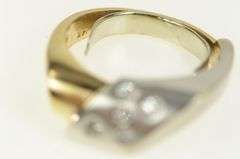 14K White Gold Two Tone Diamond Geometric Abstract Band Ring