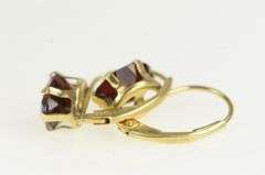 14K Yellow Gold Oval Garnet Solitaire Vintage Classic Lever Earrings