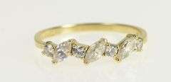 14K Yellow Gold Marquise & Round CZ Stackable Band Ring