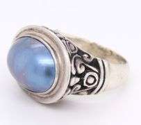 Set of Vintage 925 Sterling Silver Grey Pearl Bangle and Ring