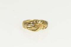 14K Yellow Gold Diamond Claddagh Hands Promise Loyalty Ring