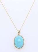 New Effy Gemma Oval Turquoise Pendant Necklace in 14K