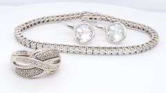 Group Lot of 925 Sterling Silver Cubic Zirconia Jewelry