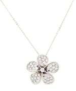 1.00ctw Diamond Plumeria Flower Pendant Necklace in 14K