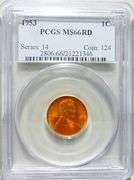 Superb Gem BU 1953 Philadelphia Minted Lincoln Cent PCGS MS 66 Red!