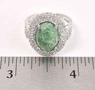 Beautiful 6.50CTS Emerald & 1.50CTW White Topaz Ring in Sterling Silver
