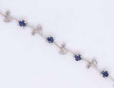 Fabulous White Gold 1.10ctw Sapphire and Diamond Floral Link Bracelet