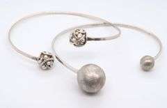Lot of 2 Vintage 925 Sterling Silver Cuff Bangles