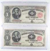 Lot (2) 1891 $1 Treasury Large Size Notes - Consecutive