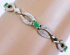 Pretty Sterling Emerald Link Bracelet