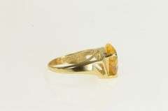 14K Yellow Gold Shield Cut Citrine Vintage Ornate Statement Ring