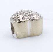 Sparkling Pave Diamond Heart Charm in White Gold