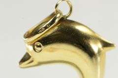 14K Yellow Gold Puffy Jumping Dolphin Ocean Motif Charm/Pendant