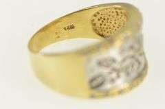 14K White Gold Diamond Ornate Floral Vine Statement Band Ring