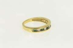 14K Yellow Gold Diamond Emerald Vintage Wedding Band Ring