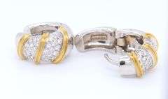 Roberto Coin White and Yellow Gold Diamond Hoop Earrings