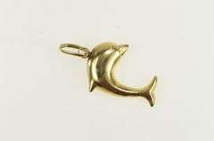 14K Yellow Gold Puffy Jumping Dolphin Ocean Motif Charm/Pendant