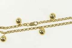 14K Yellow Gold Vintage Puffy Moon Face Fringe Tassel Chain Bracelet