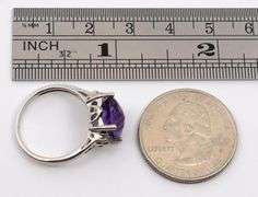 Modern 14k WG Amethyst & Diamond Ring