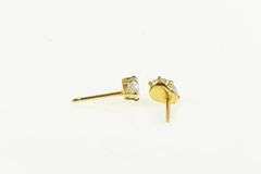14K Yellow Gold Pear CZ Vintage Classic Solitaire Stud Earrings