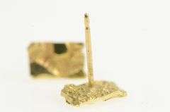 14K Yellow Gold Textured Nugget Square Vintage Stud Earrings
