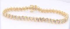 Elegant Yellow Gold 1.50ctw Diamond S Tennis Bracelet