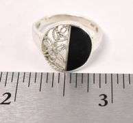 Black Onyx Flower Ring In Sterling Silver