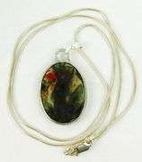 Beautiful Moss Agate Sterling Pendant & Chain