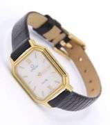 Omega De Ville Quartz Black Leather Strap Ladies Watch