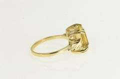 14K Yellow Gold Emerald Cut Citrine Ornate Cocktail Statement Ring