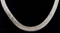 Vintage Wide Mesh Chain Necklace in Sterling Silver