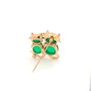 14K Yellow Gold 1960's Green Glass Ruby Kitty Cats Kittens Pin/Brooch