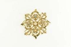 14K Yellow Gold Natural Opal Flower Vintage Statement Pin/Brooch
