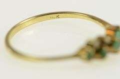 14K Yellow Gold Natural Emerald Diamond Cluster Vintage Ring