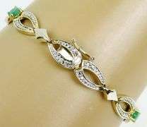 Pretty Sterling Emerald Link Bracelet