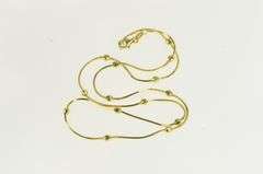 14K Yellow Gold Ball Dotted Square Box Chain Vintage Necklace