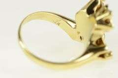 14K Yellow Gold Diamond Ornate Floral Cluster Statement Ring