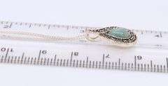 Vintage 925 Sterling Silver Jade and Marcasite Pendant on Chain