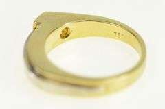 18K Yellow Gold Two Tone Diamond Squared Wedding Band Ring