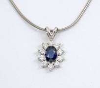 Gorgeous Sapphire & Dia. Pendant on Necklace