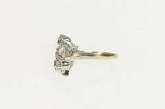 14K White Gold 1950's Vintage Rhodolite Garnet Ornate Leaf Ring