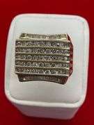 CERTIFIED 14K YELLOW GOLD MEN'S DIAMOND RING . 2.25 CARATS