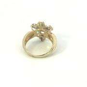 10K Yellow Gold Syn. Blue Topaz Tanzanite Flower Cocktail Ring